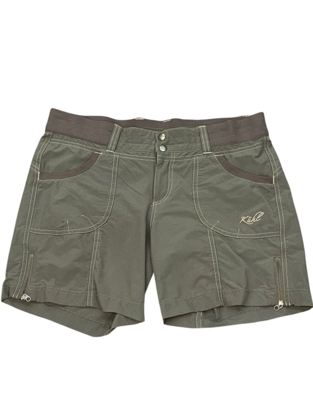 KUHL Hiking Outdoor Trail Shorts Green‎ Size 8 Zipper Summer Lightweight